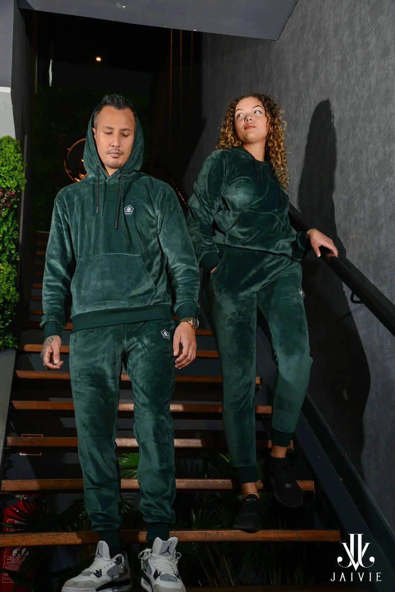 Green Suede Tracksuit