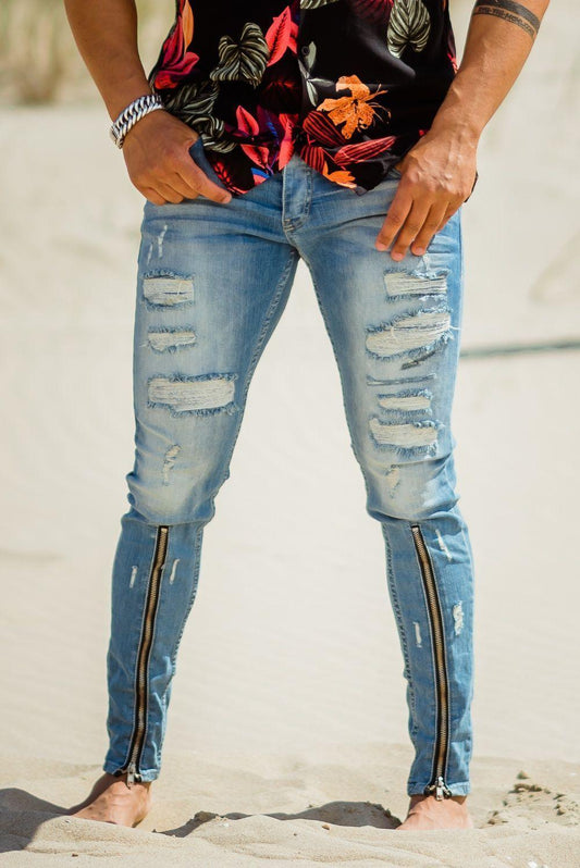 Zipper Denim Jeans - JAIVIE