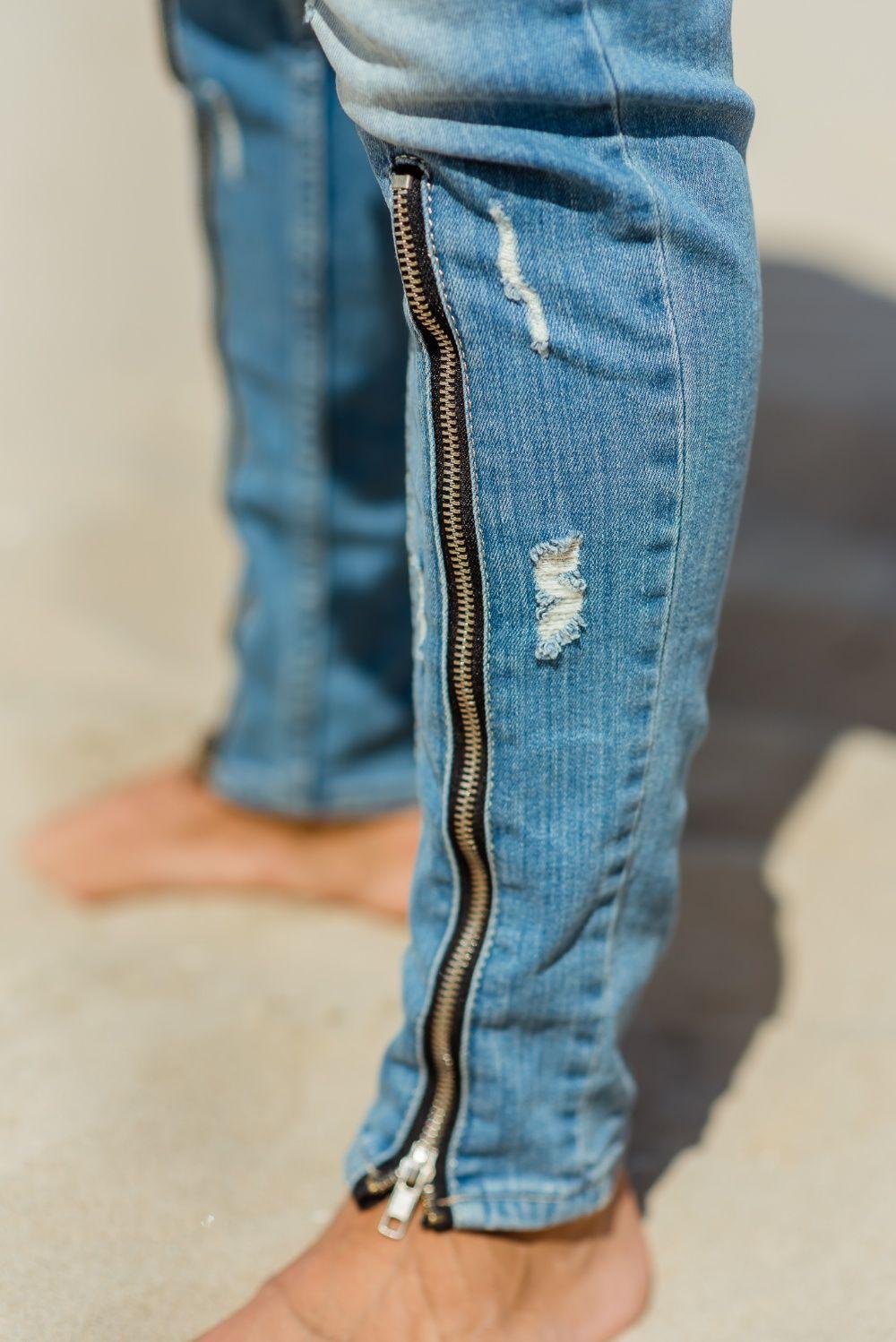 Zipper Denim Jeans - JAIVIE